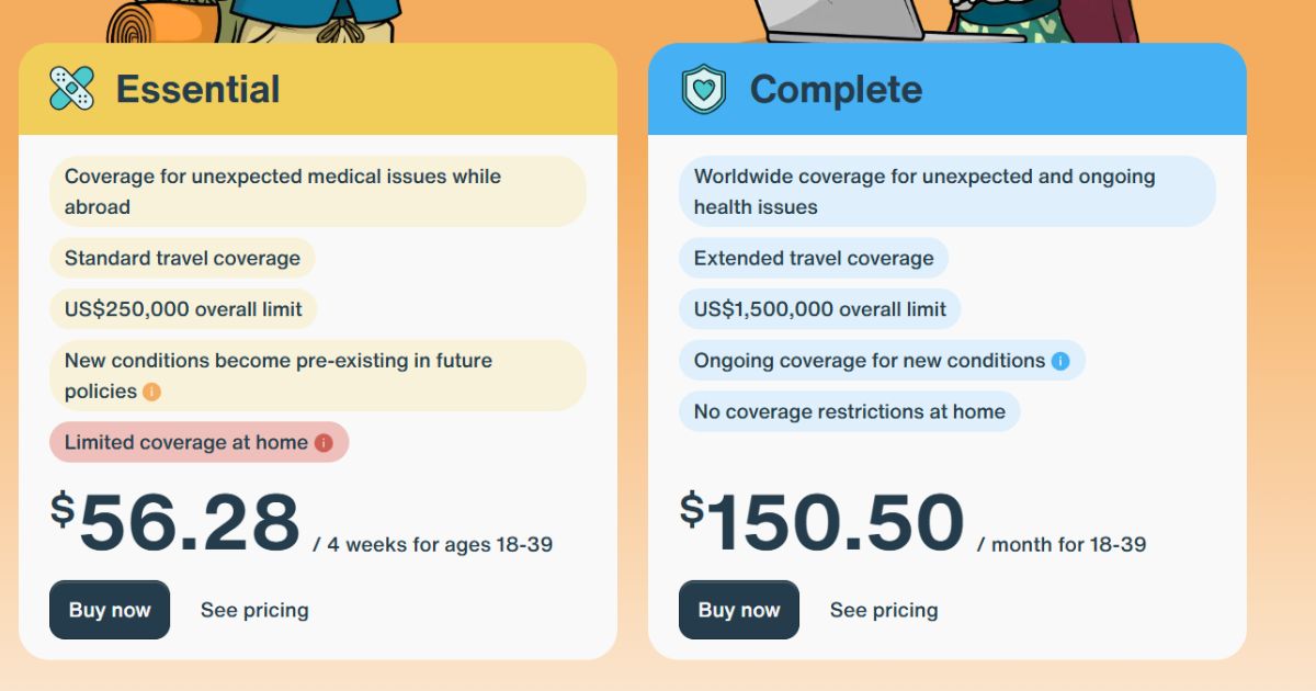 Tariffe assicurative presso Safety Wing