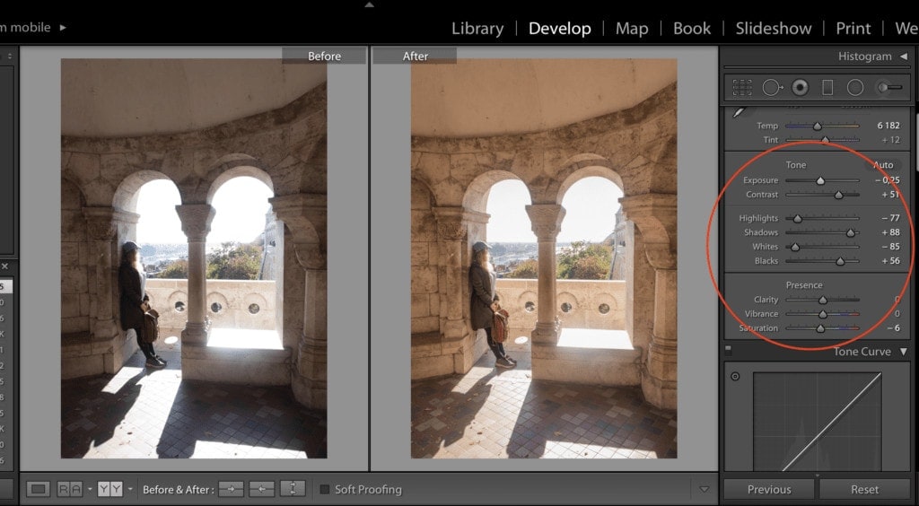 Jak upravovat fotky v Lightroomu a používat presety 4 Zakladni upravy kontrast barva 1024x564 1