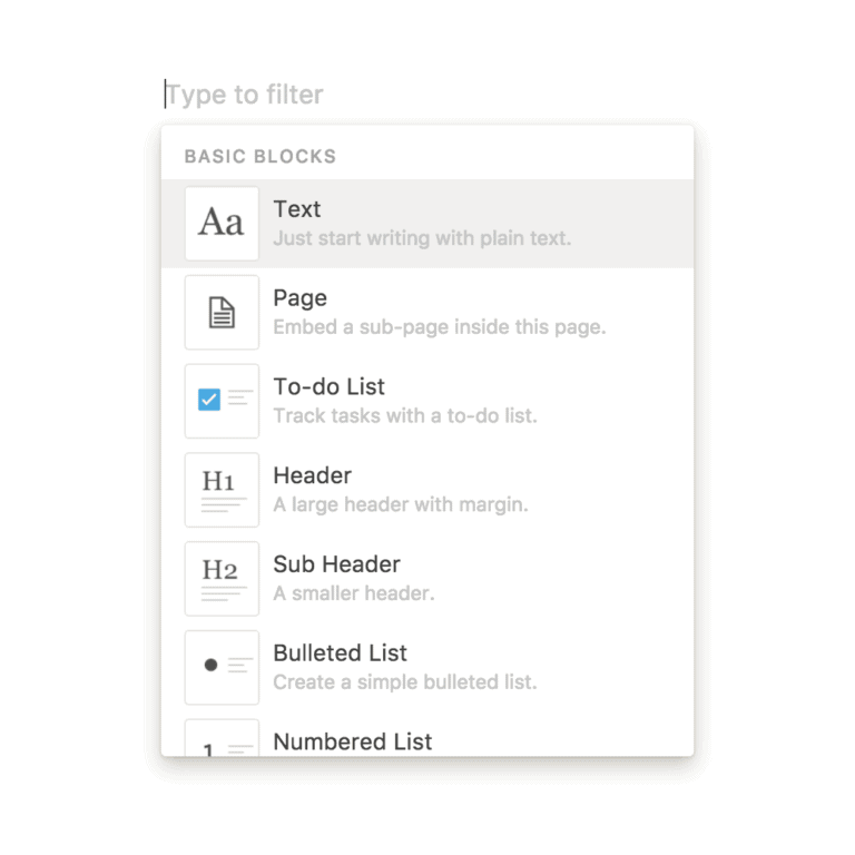Notion: Jak jsem si konečně zorganizoval život 15 Jednotlivé bloky v aplikaci Notion