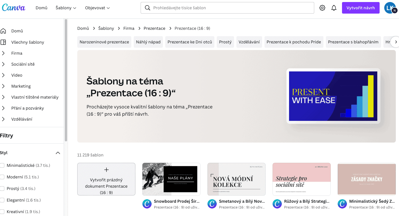 Tworzenie prezentacji w programie Canva. Ilustracja szablonów.