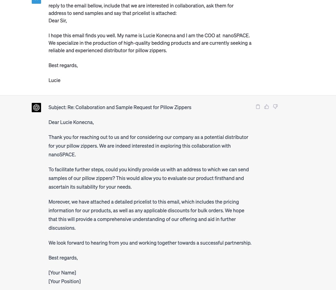 Psaní e-mailů v angličtině pomocí umělé inteligence