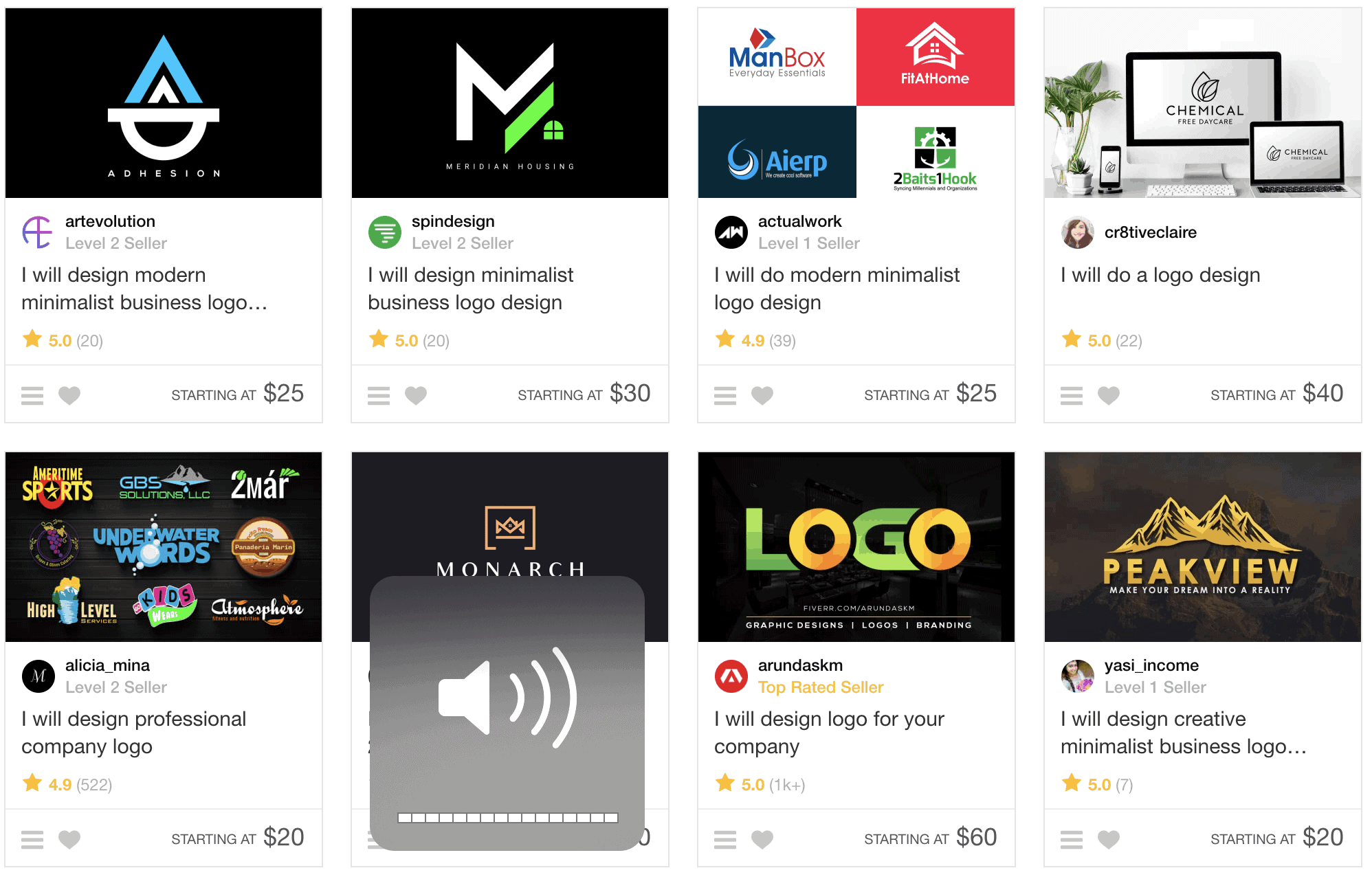 Nabídky na výrobu loga na Fiverru