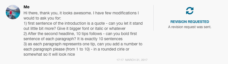 Žádost o revizi dodaného designu