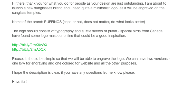 zadání úkolu na Fiverr