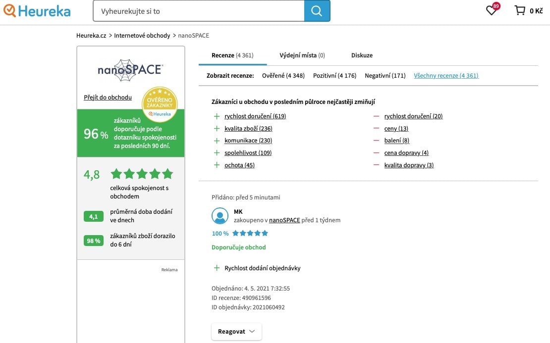 Zvýšení obratu vašeho e-shopu při správném využití srovnávačů cen 4 hodnoceni obchodu heureka
