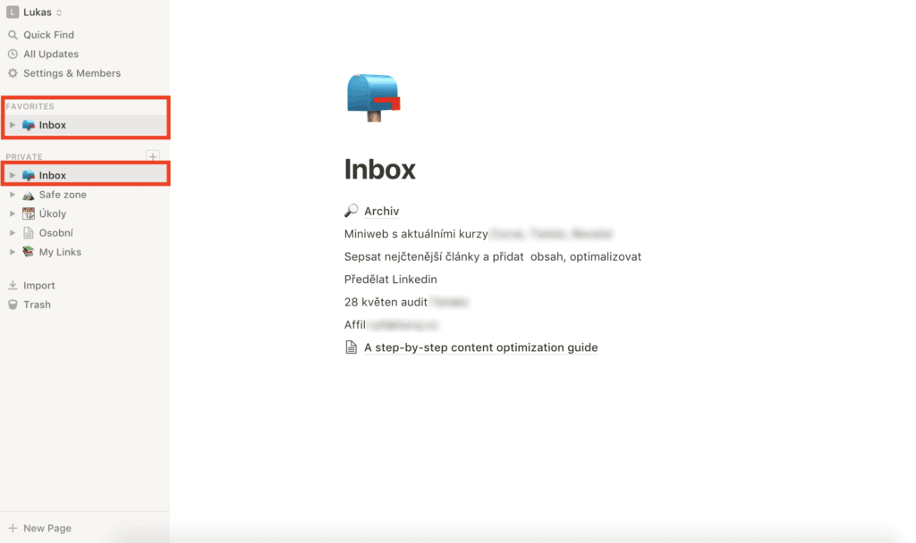 Notion: Jak jsem si konečně zorganizoval život 4 Inbox z metody GTD v aplikaci Notion