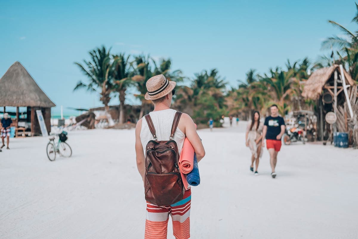 Lukas goes to yoga at Holbox