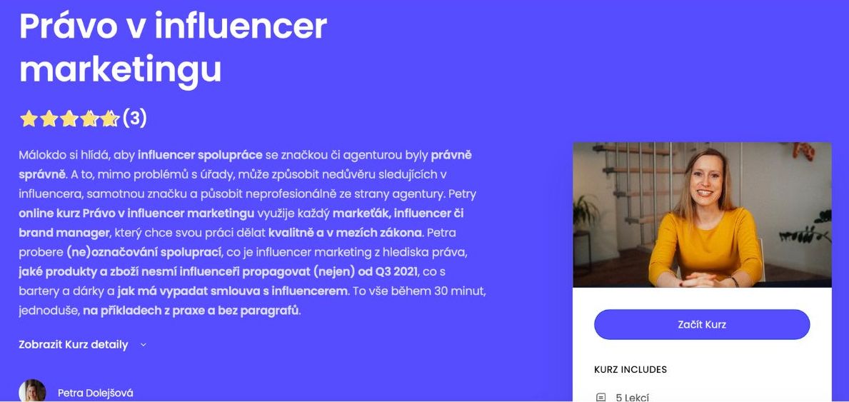 Kurzeo recenze: Které online kurzy si koupit? 3 kurz práva v online marketingu na platformě Kurzeo