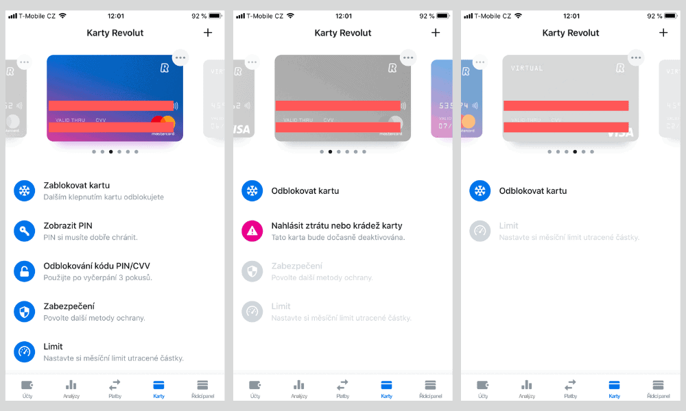 Zabezpečenie karty Revolut