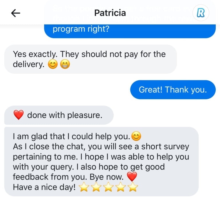 Podpora Revolut - ukážka komunikácie