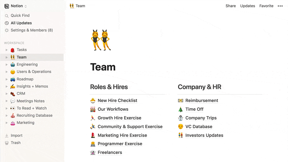 Notion: Jak jsem si konečně zorganizoval život 14 Schéma stránek v aplikaci Notion