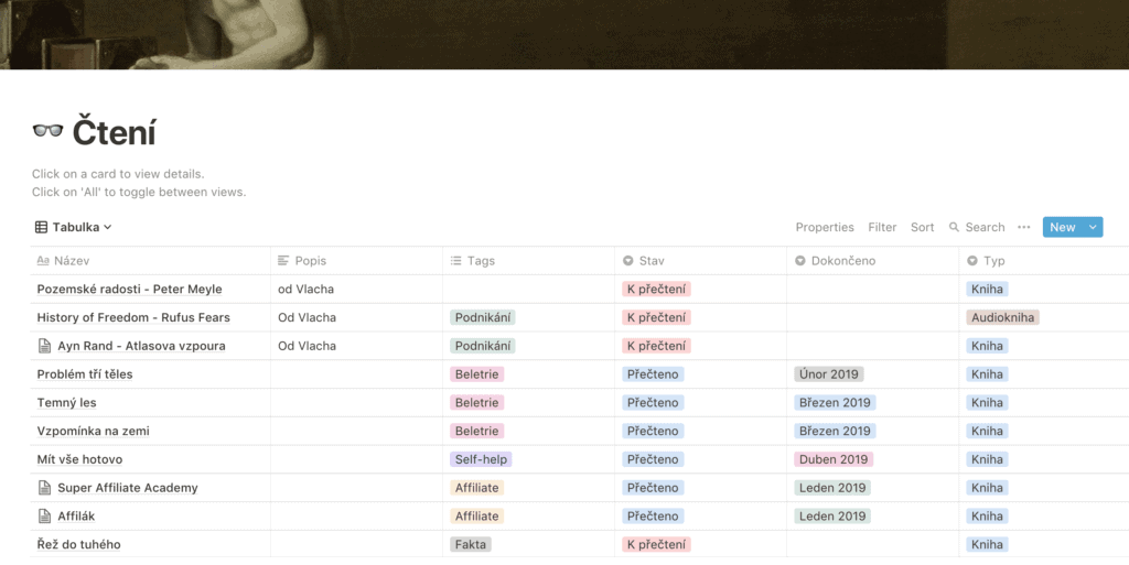 Notion: Jak jsem si konečně zorganizoval život 8 Databáze s knihami k přečtení