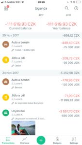Spendee mobile app expenses overview