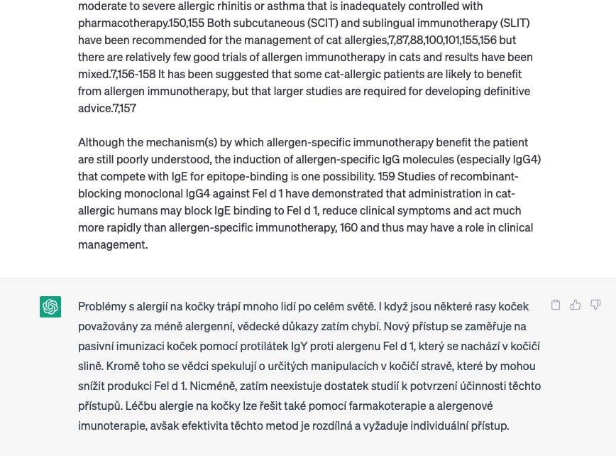 Zpracování závěrů ze studií do článku s AI