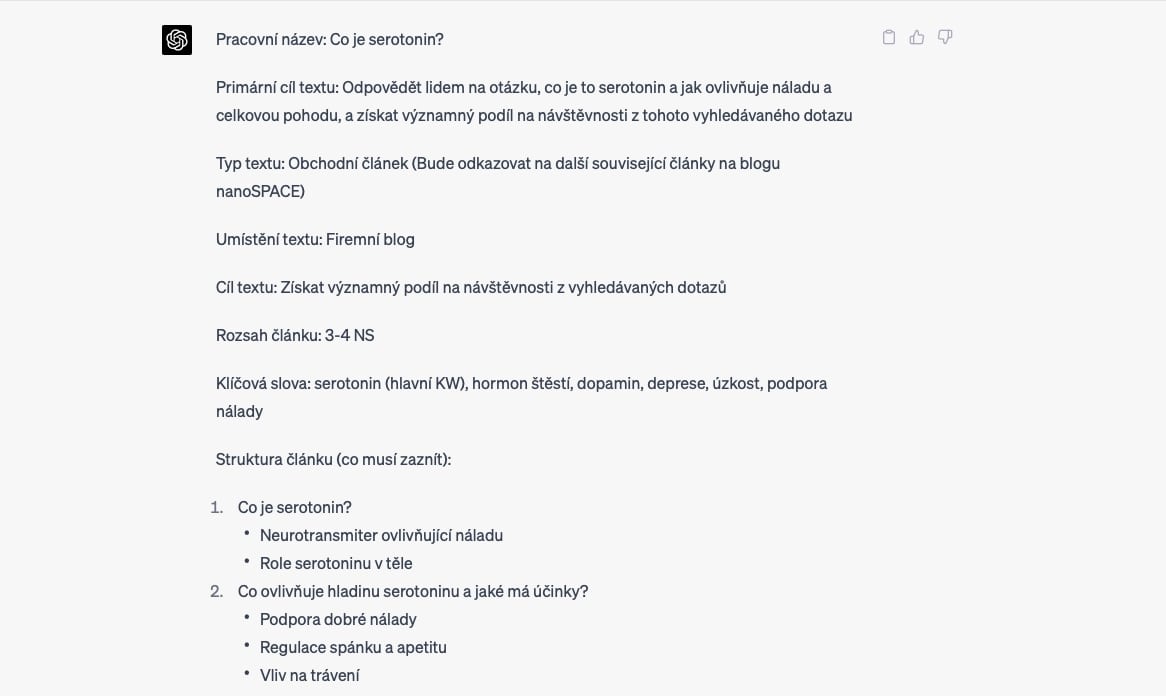 Příprava zadání článku pro copywritera