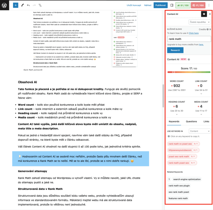 Rank Math Content AI