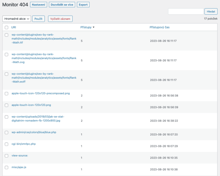 Rank Math monitor 404