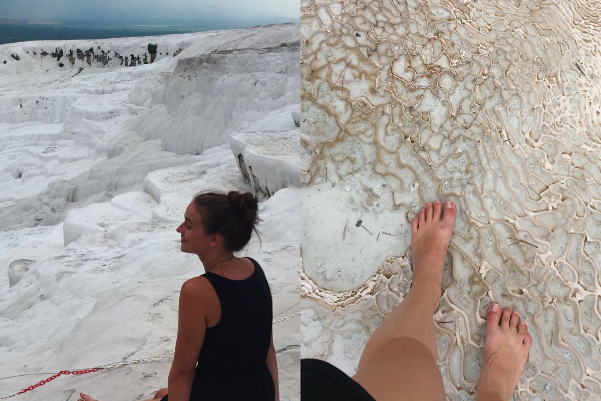 Die Terrassen dürfen nur barfuß betreten werden.